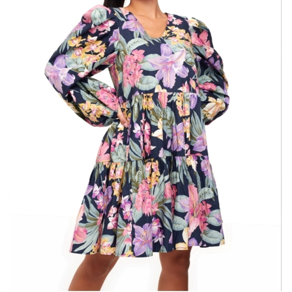 YAS Floral Long Sleeve Midi Dress - S / U. K 8 - FROM ASOS